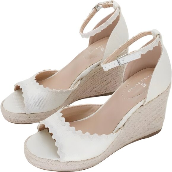 Bandolino Kendri espadrille wedge sandals ivory woven ankle strap US 7M - Picture 2 of 6